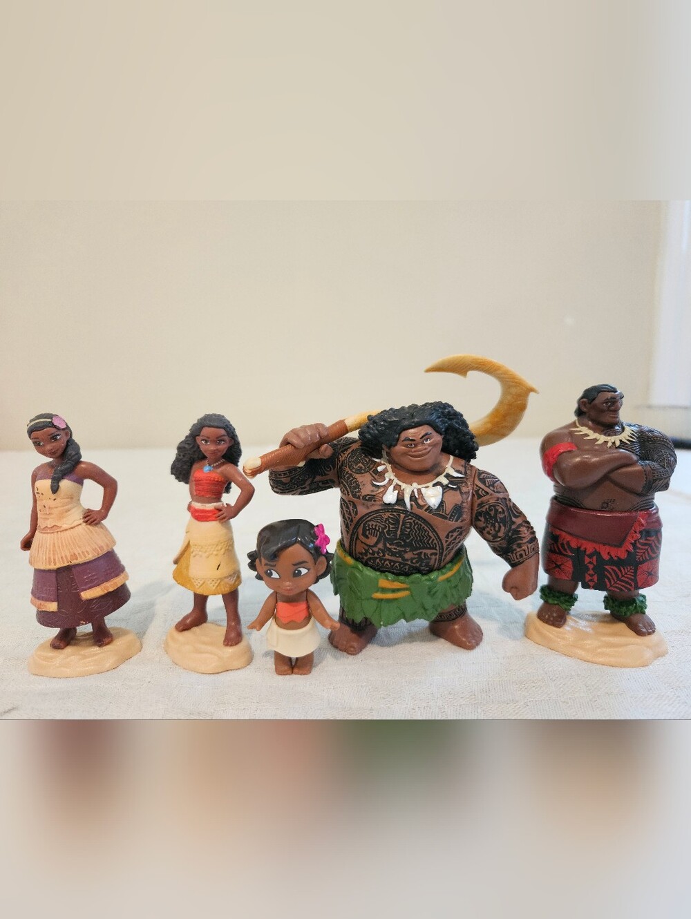 5pc Moana Maui Hei Hei 5 Figure Cake Topper Toy Lot